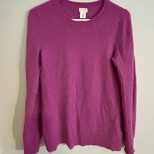 Plum/Pink Aspen Cashmere Crewneck Sweater, Size M